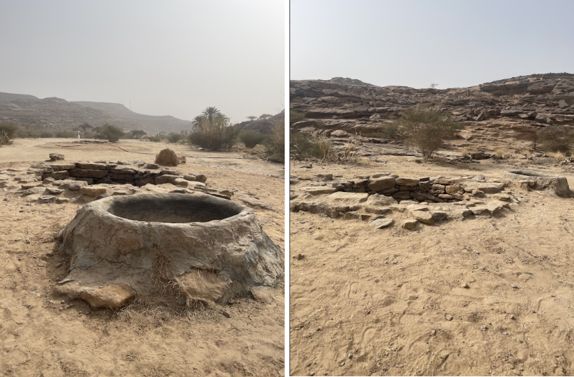 الآبار المائية في الموقع