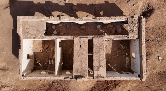 منظر علوي لمبنى محطة المحتطب يوضح التخطيط المستطيل والتنظيم الداخلي للمساحات