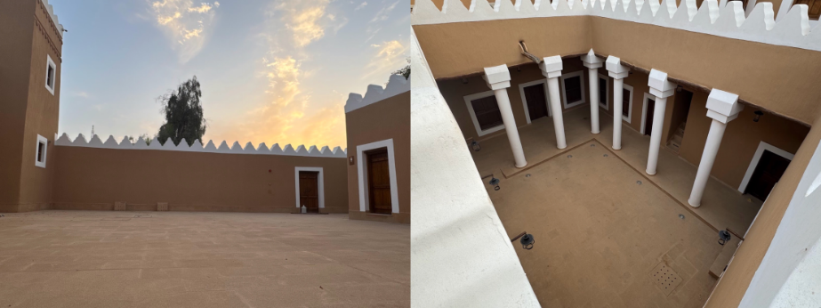 الساحات الداخلية والخارجية في الموقع
