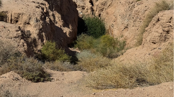 بقايا آثار لآبار تحيطها صخور مطوية