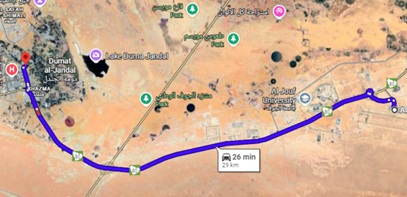 قرب المنطقة الأثرية من مطار الجوف