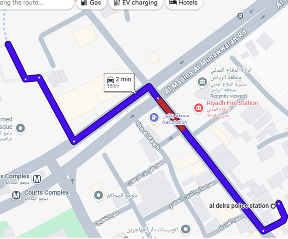 نصف كيلو متر تفصل بين سوق الزل وإدارة الدفاع المدني ومركز شرطة الديرة 