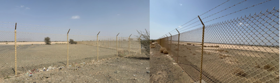 السياج الشبكي في الموقع