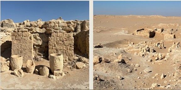 السوق الأثري الرئيسي وسلال الفخار في قرية الفاو