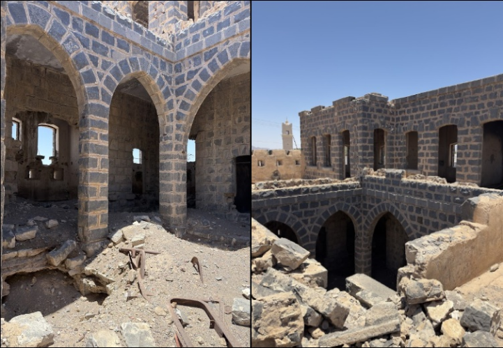 غرف متهدمة في الثكنة العسكرية