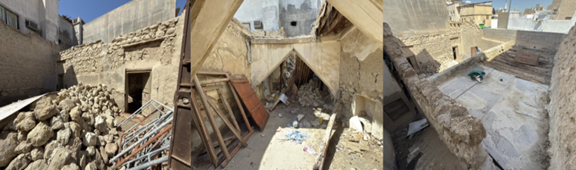 الحالة المعمارية المتهدمة للموقع