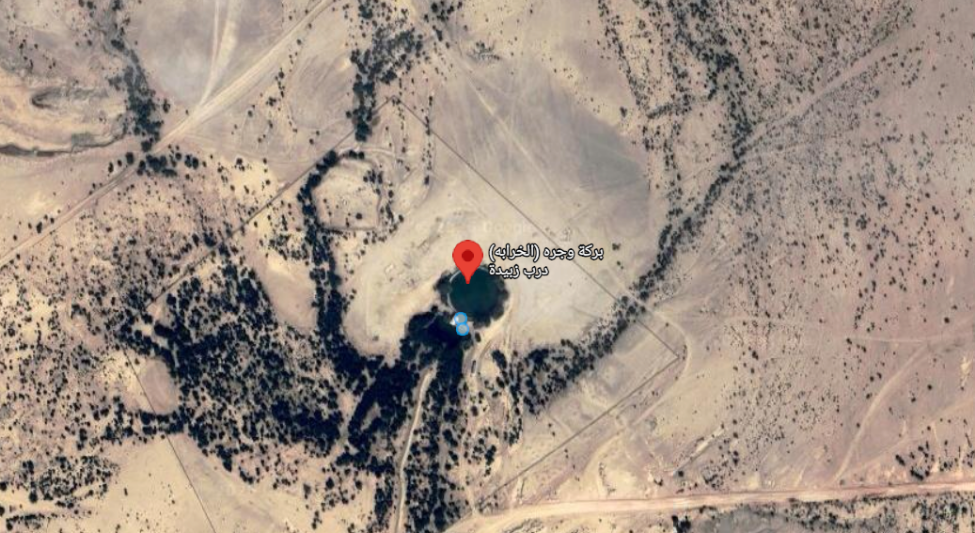 الموقع الجغرافي لموقع وجرة (بركة الخرابة)