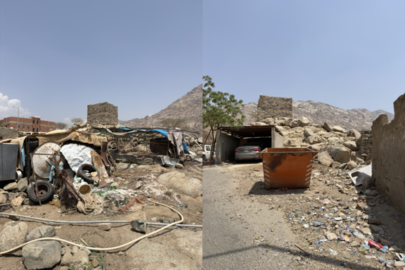 جوانب من انتشار النفايات حول الموقع