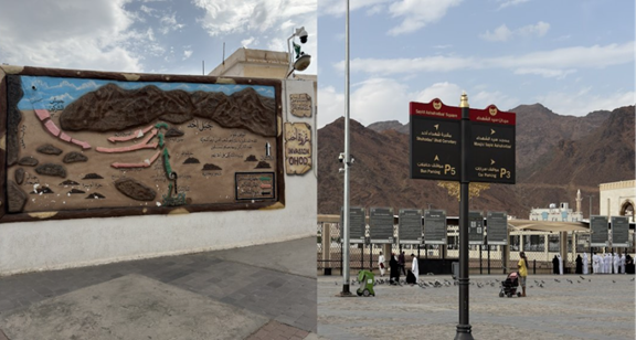 اللافتات الإرشادية والتفسيرية داخل الموقع