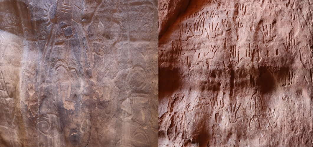 نماذج من الرسوم الآدمية والرموز الصخرية في موقع جانين