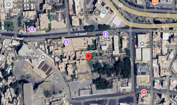 الموقع الجغرافي لقصر الملك عبد العزيز بالمعابدة (السقاف)