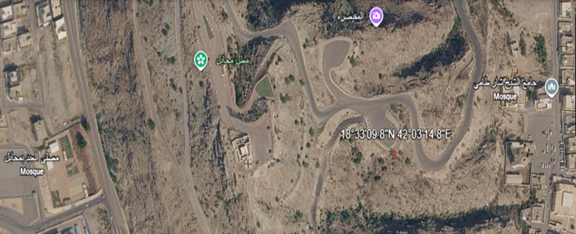 صورة جوية لإحداثيات قلعة منصاب الشمالية