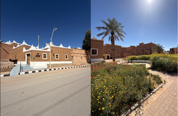 المباني والساحات داخل الموقع